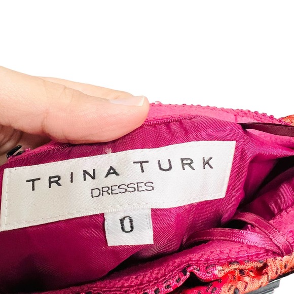 Trina Turk Strapless Floral Dress - Pink and Black - Picture 4 of 13